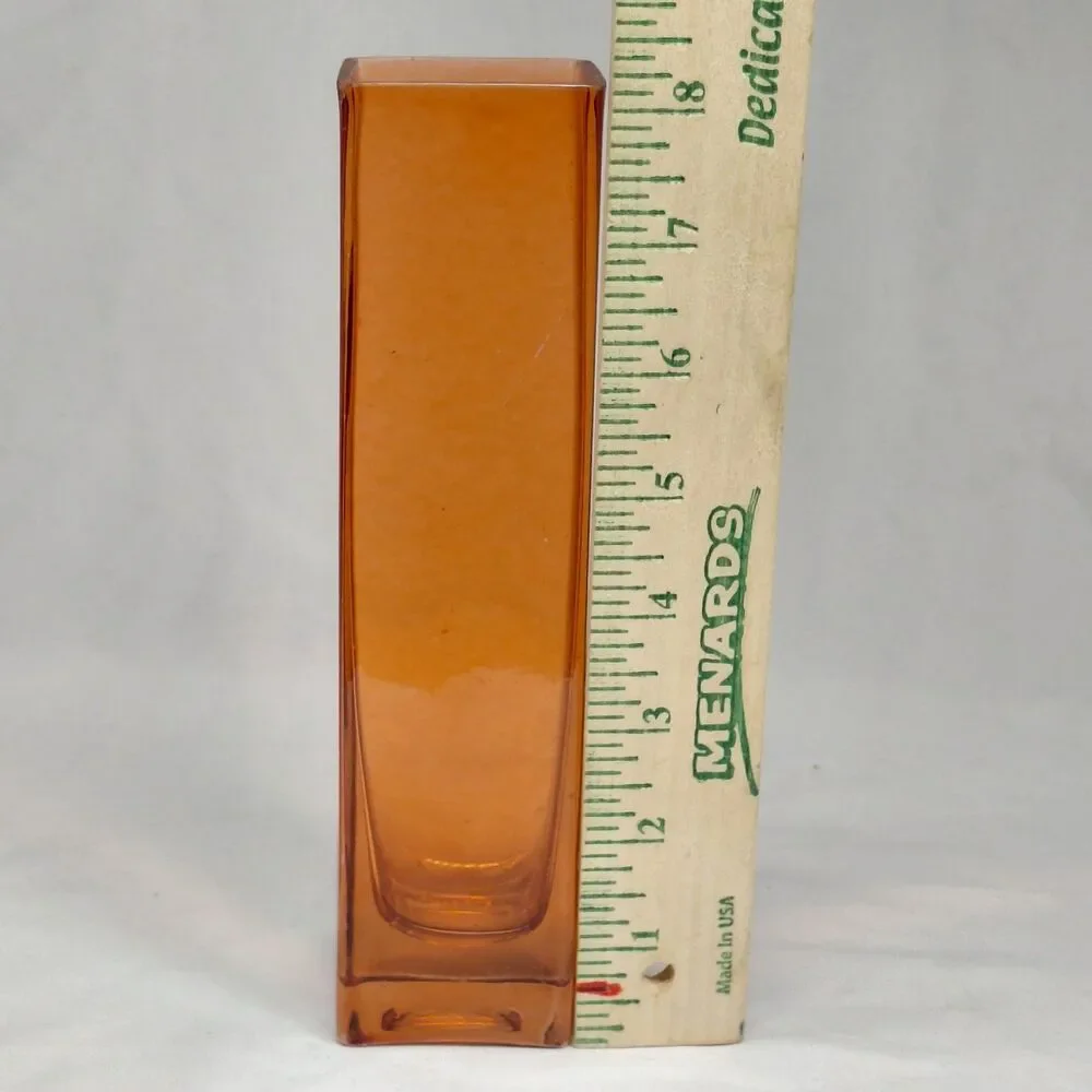 Glossy Amber Glass Rectangular Vase Decorative Solid China